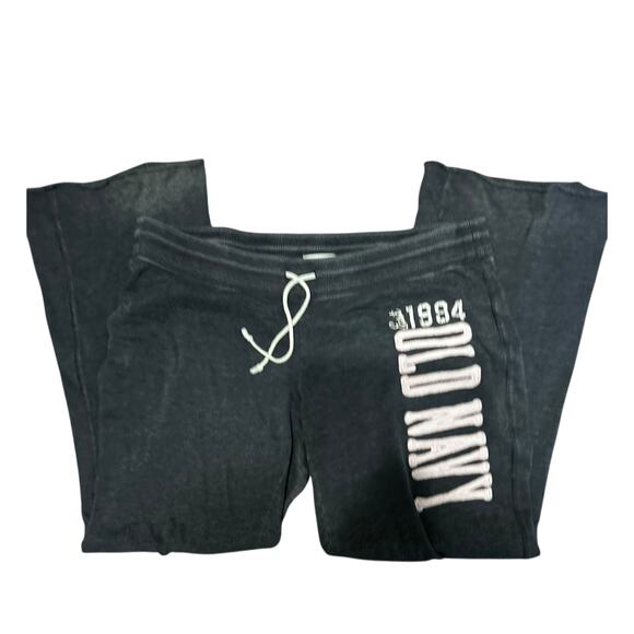 Old Navy Y2K Sweat Pants Womens Gray LG Boot Cut Embroidered Spellout Grunge 00s - Picture 1 of 9